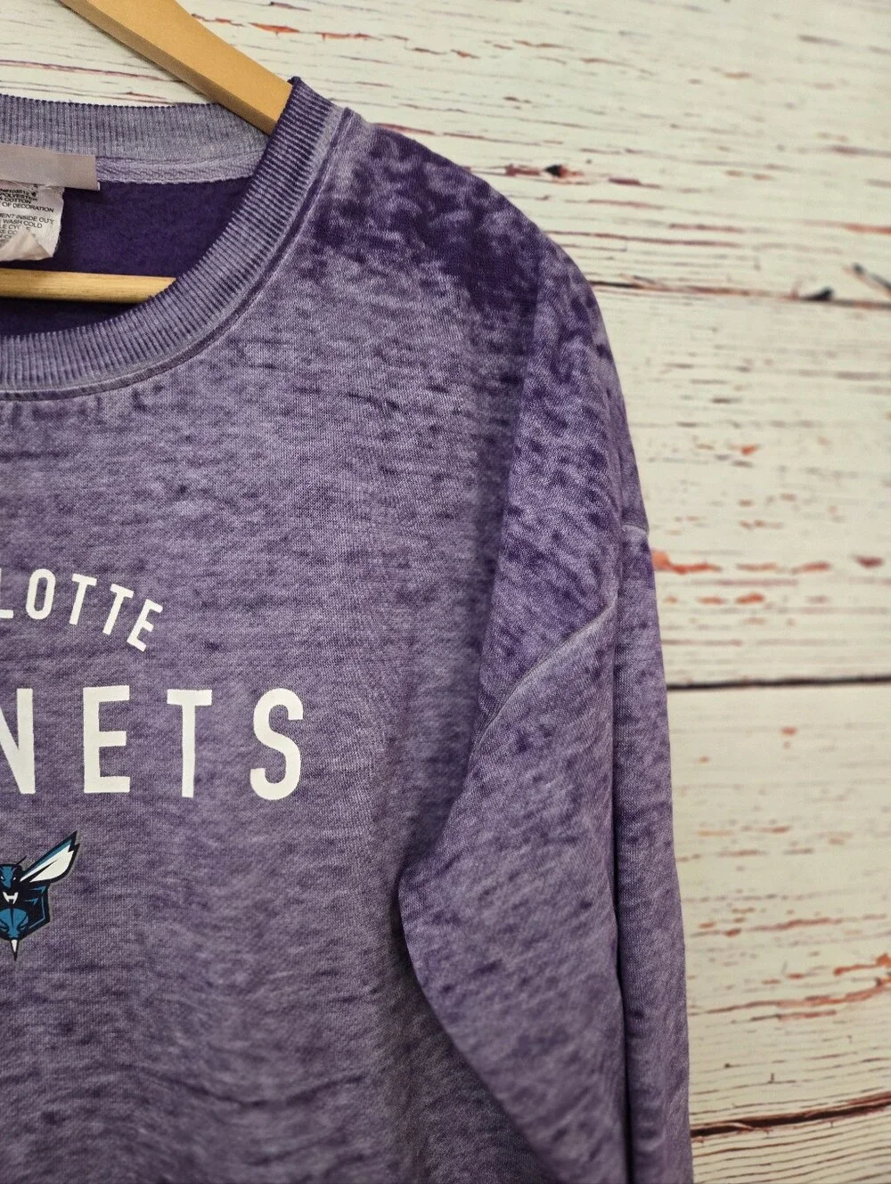 NWOT Charlotte Hornets Purple Burnout Sweatshirt Womens Large NBA Pullover - Picture 8 of 16